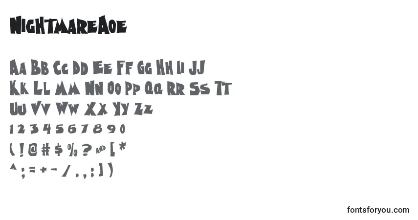 Шрифт NightmareAoe – алфавит, цифры, специальные символы