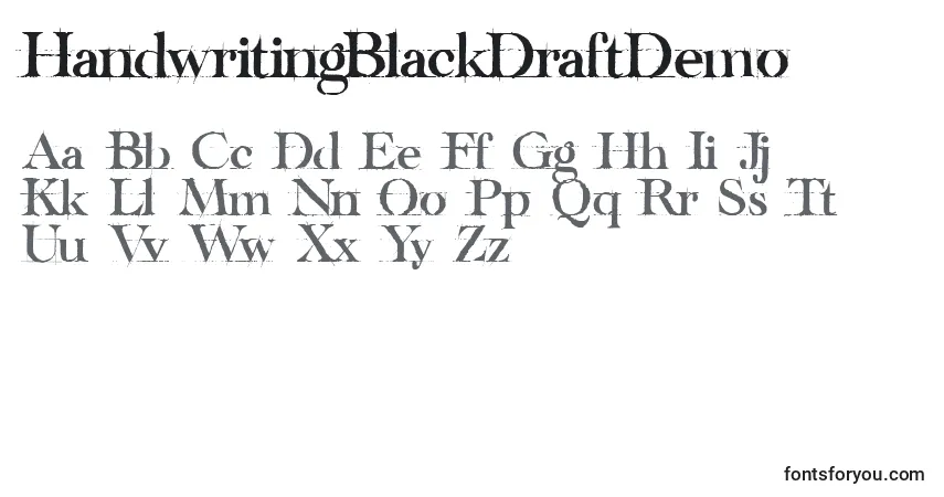 A fonte HandwritingBlackDraftDemo – alfabeto, números, caracteres especiais
