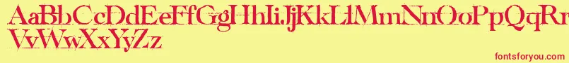 HandwritingBlackDraftDemo Font – Red Fonts on Yellow Background