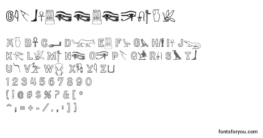 Gyptiennenormal-fontti – aakkoset, numerot, erikoismerkit