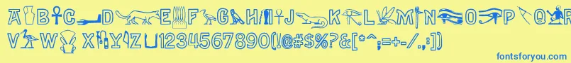 Gyptiennenormal Font – Blue Fonts on Yellow Background