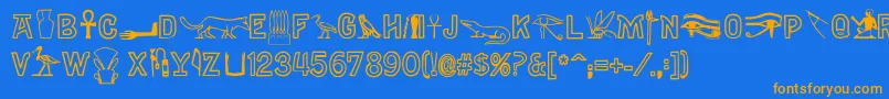 Gyptiennenormal Font – Orange Fonts on Blue Background