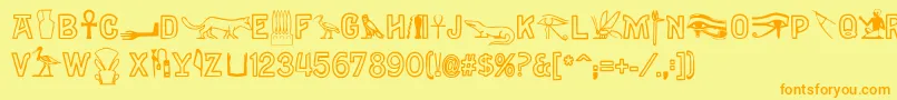 Gyptiennenormal-Schriftart – Orangefarbene Schriften auf gelbem Hintergrund