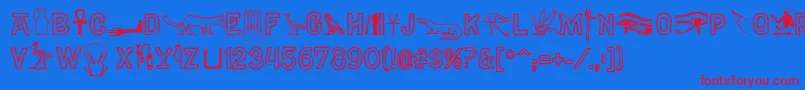 Gyptiennenormal Font – Red Fonts on Blue Background