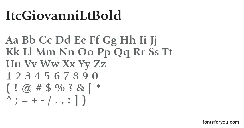 A fonte ItcGiovanniLtBold – alfabeto, números, caracteres especiais