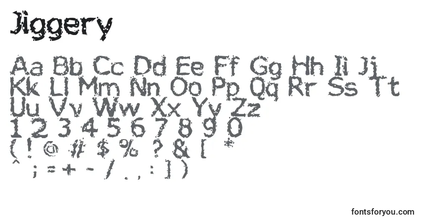 Schriftart Jiggery – Alphabet, Zahlen, spezielle Symbole