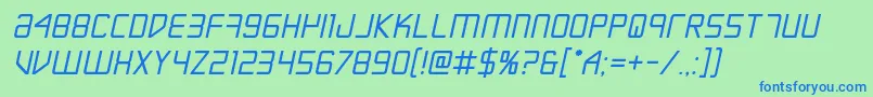 フォントEscapeartistboldsemital – 青い文字は緑の背景です。