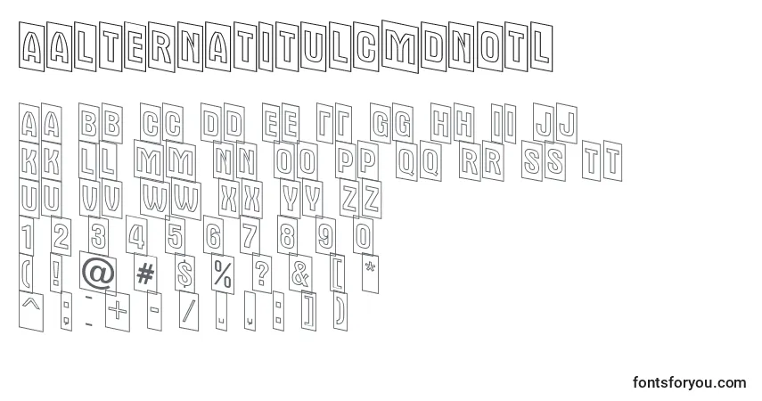 Czcionka AAlternatitulcmdnotl – alfabet, cyfry, specjalne znaki