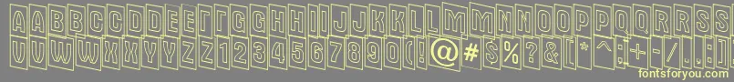 AAlternatitulcmdnotl-Schriftart – Gelbe Schriften auf grauem Hintergrund