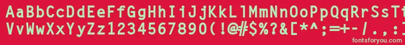 フォントLettergotlcybol – 赤い背景に緑の文字