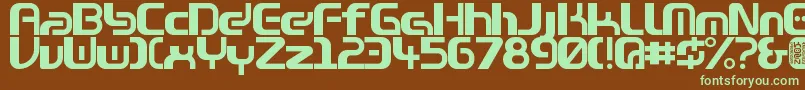 Zone99left-fontti – vihreät fontit ruskealla taustalla