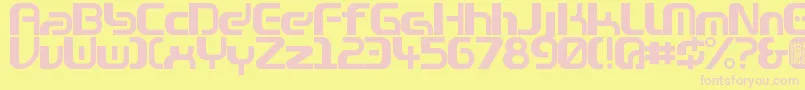 Zone99left-fontti – vaaleanpunaiset fontit keltaisella taustalla