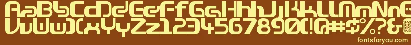 Zone99left-fontti – keltaiset fontit ruskealla taustalla