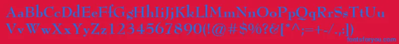 BernhardModernBold-fontti – siniset fontit punaisella taustalla