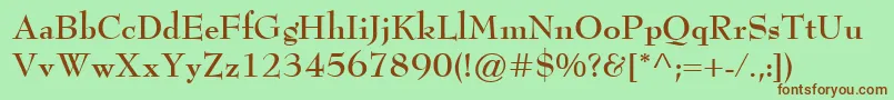 BernhardModernBold-fontti – ruskeat fontit vihreällä taustalla