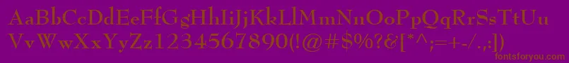 BernhardModernBold-fontti – ruskeat fontit violetilla taustalla