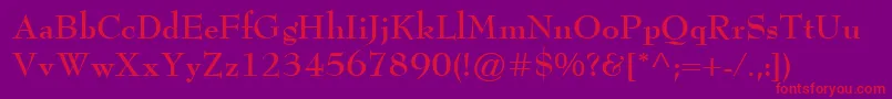 BernhardModernBold-Schriftart – Rote Schriften auf violettem Hintergrund