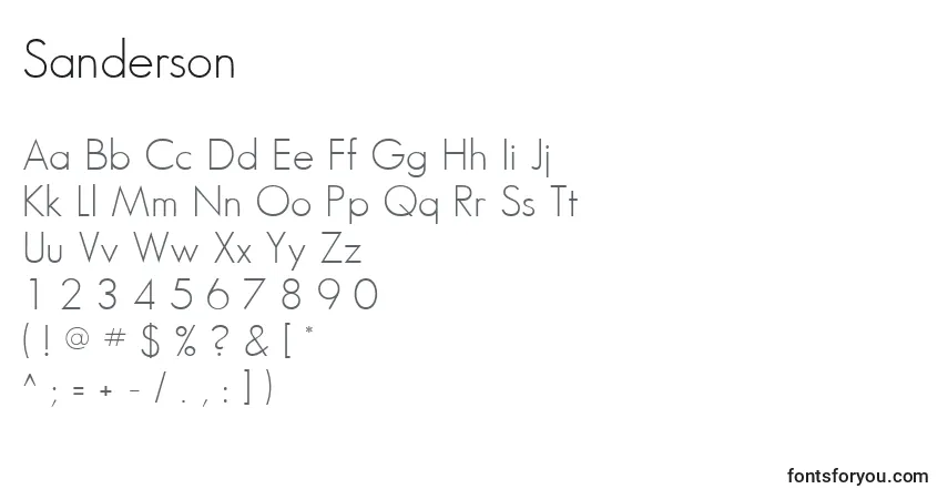 Czcionka Sanderson – alfabet, cyfry, specjalne znaki
