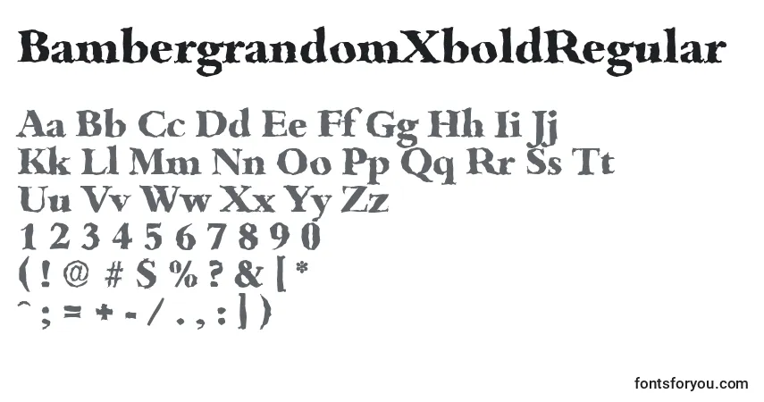A fonte BambergrandomXboldRegular – alfabeto, números, caracteres especiais
