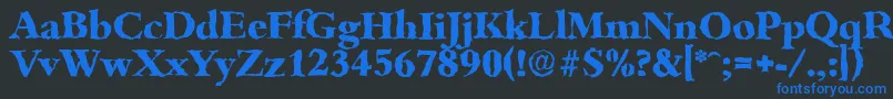 フォントBambergrandomXboldRegular – 黒い背景に青い文字