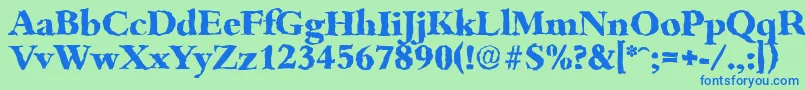 フォントBambergrandomXboldRegular – 青い文字は緑の背景です。