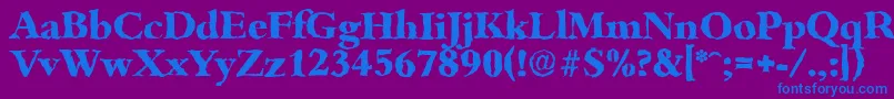 Fonte BambergrandomXboldRegular – fontes azuis em um fundo violeta