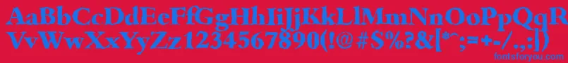 BambergrandomXboldRegular-fontti – siniset fontit punaisella taustalla