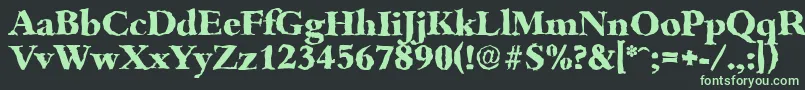 フォントBambergrandomXboldRegular – 黒い背景に緑の文字