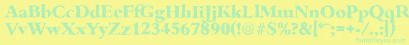 フォントBambergrandomXboldRegular – 黄色い背景に緑の文字