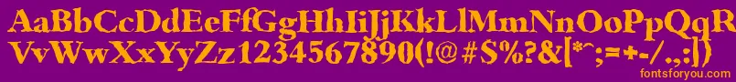BambergrandomXboldRegular-fontti – oranssit fontit violetilla taustalla