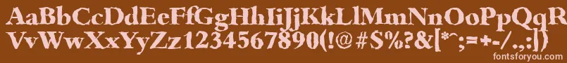 BambergrandomXboldRegular-fontti – vaaleanpunaiset fontit ruskealla taustalla