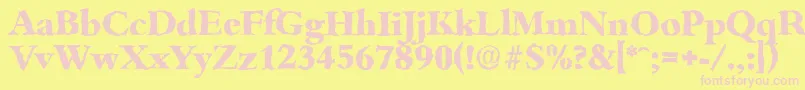 BambergrandomXboldRegular-fontti – vaaleanpunaiset fontit keltaisella taustalla