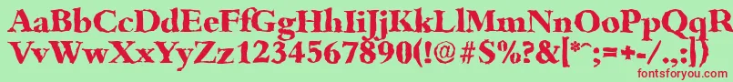 BambergrandomXboldRegular-fontti – punaiset fontit vihreällä taustalla