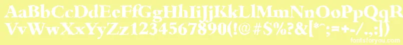 BambergrandomXboldRegular-fontti – valkoiset fontit keltaisella taustalla