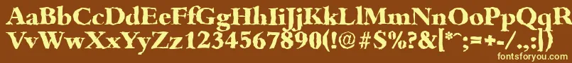 BambergrandomXboldRegular-fontti – keltaiset fontit ruskealla taustalla