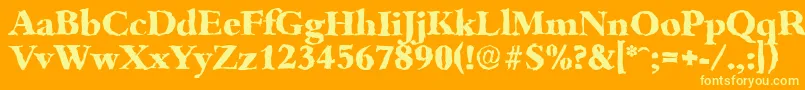 BambergrandomXboldRegular-fontti – keltaiset fontit oranssilla taustalla