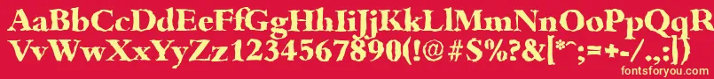 BambergrandomXboldRegular-fontti – keltaiset fontit punaisella taustalla