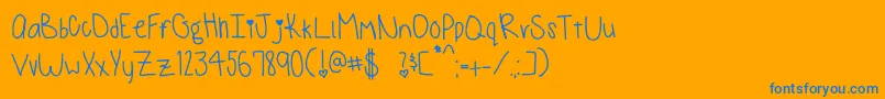 Czcionka MonkeysAndBananas – niebieskie czcionki na pomarańczowym tle