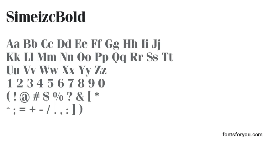 A fonte SimeizcBold – alfabeto, números, caracteres especiais