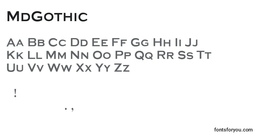 Fuente MdGothic11 - alfabeto, números, caracteres especiales