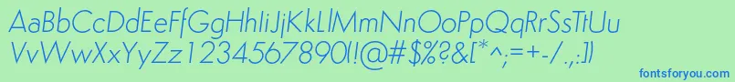 SemplicitaLightItalic Font – Blue Fonts on Green Background