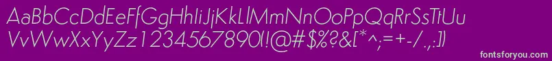 SemplicitaLightItalic Font – Green Fonts on Purple Background