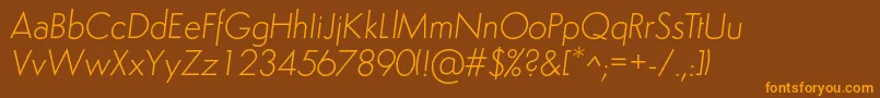 SemplicitaLightItalic Font – Orange Fonts on Brown Background