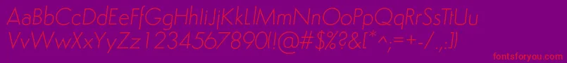 フォントSemplicitaLightItalic – 紫の背景に赤い文字
