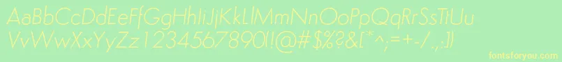 Fonte SemplicitaLightItalic – fontes amarelas em um fundo verde