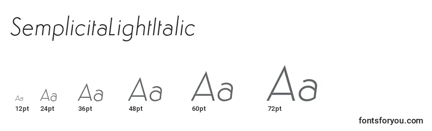 Größen der Schriftart SemplicitaLightItalic