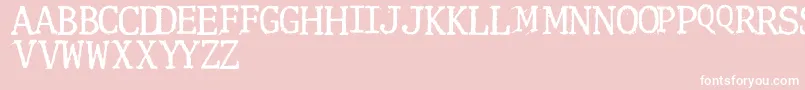 Saiba mais sobre a fonte Clunk Fonte Clunk – fontes brancas em um fundo rosa