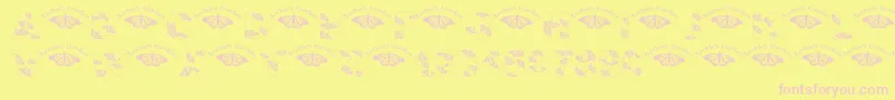 Wlroyalflutteropen-fontti – vaaleanpunaiset fontit keltaisella taustalla