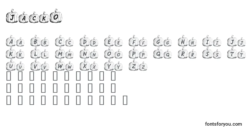 Шрифт JackO – алфавит, цифры, специальные символы