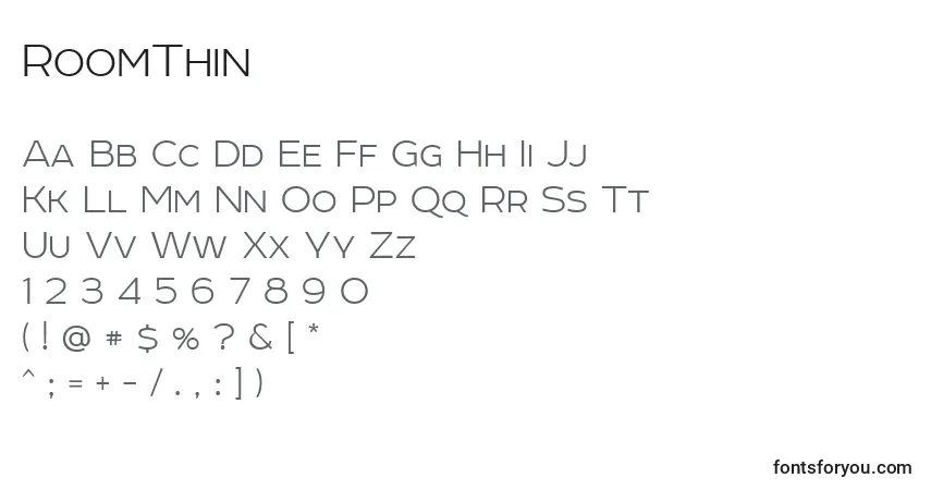 Schriftart RoomThin – Alphabet, Zahlen, spezielle Symbole